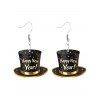 Boucles d'oreilles de fête de Noël, chapeau avec boucles d'oreilles en forme d'étoile et de lettre - Noir 
