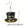 Boucles d'oreilles de fête de Noël, chapeau avec boucles d'oreilles en forme d'étoile et de lettre - Noir 