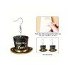 Boucles d'oreilles de fête de Noël, chapeau avec boucles d'oreilles en forme d'étoile et de lettre - Noir 