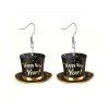 Boucles d'oreilles de fête de Noël, chapeau avec boucles d'oreilles en forme d'étoile et de lettre - Noir 