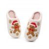 Gingerbread Man Print Faux Fur Slip On Christmas Slippers - Blanc de Crème EU (36-37)
