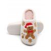 Gingerbread Man Print Faux Fur Slip On Christmas Slippers - Blanc de Crème EU (36-37)