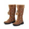 Colorblock Faux Fur Lace Up Thick Platform Snow Boots - Brun EU 37