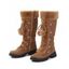 Colorblock Faux Fur Lace Up Thick Platform Snow Boots - Brun EU 37
