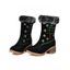 Embroideried Christmas Tree Elk Snowflake Faux Fur Chunky Heel Boots - Noir EU 37