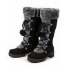 Colorblock Faux Fur Lace Up Thick Platform Snow Boots - Noir EU 43