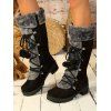 Colorblock Faux Fur Lace Up Thick Platform Snow Boots - Noir EU 43