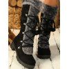 Colorblock Faux Fur Lace Up Thick Platform Snow Boots - Noir EU 43
