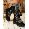 Colorblock Faux Fur Lace Up Thick Platform Snow Boots - Noir EU 43