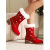Embroideried Christmas Tree Elk Snowflake Faux Fur Chunky Heel Boots - Rouge EU 43