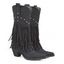 Solid Color Rivet Tassel Chunky Heel Mid Calf Boots - Brun EU 37