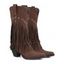 Solid Color Rivet Tassel Chunky Heel Mid Calf Boots - Brun EU 37