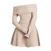 Robe en maille torsadée de couleur unie, mini-robe à manches longues et épaules dénudées - Abricot L | US 8