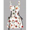Robe de Noël à imprimé couronne de Père Noël et à lacets avec bretelles et boucle - Blanc S | US 4