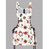 Robe de Noël à imprimé couronne de Père Noël et à lacets avec bretelles et boucle - Blanc S | US 4
