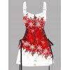 Robe de Noël à imprimé flocons de neige et blocs de couleur, bretelles à boucle et lacets - Rouge S | US 4