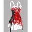 Robe de Noël à imprimé flocons de neige et blocs de couleur, bretelles à boucle et lacets - Rouge S | US 4