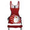 Robe de Noël à imprimé bonhomme de neige et à lacets avec bretelles et boucle - Rouge S | US 4