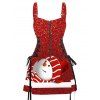 Robe de Noël à imprimé bonhomme de neige et à lacets avec bretelles et boucle - Rouge S | US 4
