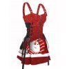 Robe de Noël à imprimé bonhomme de neige et à lacets avec bretelles et boucle - Rouge S | US 4