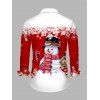 Chemise de Noël pour homme, imprimé bonhomme de neige et flocon de neige, colorblock - Rouge XXXXXL | US 20