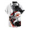 Chemise de Noël pour homme, imprimé flocon de neige et Père Noël colorblock - Noir 5XL