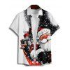 Chemise de Noël pour homme, imprimé flocon de neige et Père Noël colorblock - Noir 5XL