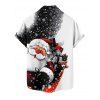 Chemise de Noël pour homme, imprimé flocon de neige et Père Noël colorblock - Noir 5XL