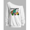 Sweat-shirt de vacances à col incliné imprimé sapin de Noël - Blanc XXL | US 14