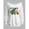 Sweat-shirt de vacances à col incliné imprimé sapin de Noël - Blanc XXL | US 14