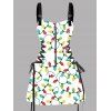 Robe de Noël à lacets et bretelles à boucle et imprimé de chaînes lumineuses - multicolor XXL | US 14
