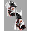 Christmas Couple Outfit Snowflake Santa Claus Print Faux Fur Dress and Shirt Set - Noir S | US 4