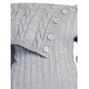 Robe pull en maille torsadée de couleur unie, robe à épaules dénudées et boutons factices - Gris XXL | US 14