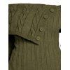 Robe pull en maille torsadée de couleur unie, robe à épaules dénudées et boutons factices - Vert Armée XXL | US 14