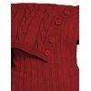 Robe pull en maille torsadée de couleur unie, robe à épaules dénudées et boutons factices - Rouge Vineux XXL | US 14