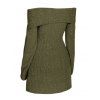 Robe pull en maille torsadée de couleur unie, robe à épaules dénudées et boutons factices - Vert Armée XXL | US 14