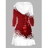 Christmas Couple Outfit Colorblock Snowflake Bell Print Dress and Shirt Set - Rouge S | US 4