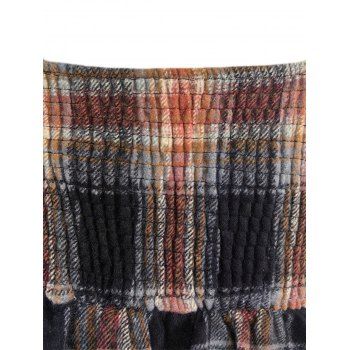 Crossover Cable Knit Cropped Knit Top And Vintage Plaid Print High Waisted A Line Mini Dress Two Piece Fall Set