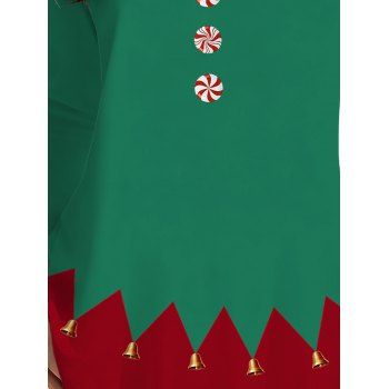 Christmas Top Colorblock 3D Swirl Print Long Sleeve Top