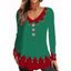 Haut de Noël à manches longues et boutons factices avec imprimé tourbillon et blocs de couleurs - Vert profond XXXXL | US 18