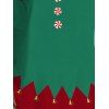 Haut de Noël à manches longues et boutons factices avec imprimé tourbillon et blocs de couleurs - Vert profond XXXXXL | US 20