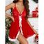 Ensemble de lingerie avec empiècements en dentelle, robe colorblock, nœud papillon, découpe et culotte - Rouge XL | US 10