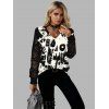 Pull gothique à imprimé colorblock et col en V ajouré - Noir XL | US 12