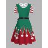 Robe de Noël rayée, imprimé 3D, colorblock, ceinture croisée - Rouge XXL | US 14