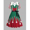 Robe de Noël rayée, imprimé 3D, colorblock, ceinture croisée - Rouge XXL | US 14