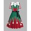 Robe de Noël rayée, imprimé 3D, colorblock, ceinture croisée - Rouge XXL | US 14