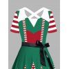 Robe de Noël rayée, imprimé 3D, colorblock, ceinture croisée - Rouge XXL | US 14