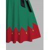 Robe de Noël à imprimé tourbillon colorblock, boutonnage sur le devant, ceinture croisée - Vert profond XXL | US 14