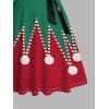 Robe de Noël rayée, imprimé 3D, colorblock, ceinture croisée - Rouge XXL | US 14
