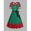 Robe de Noël à imprimé tourbillon colorblock, boutonnage sur le devant, ceinture croisée - Vert profond XXL | US 14